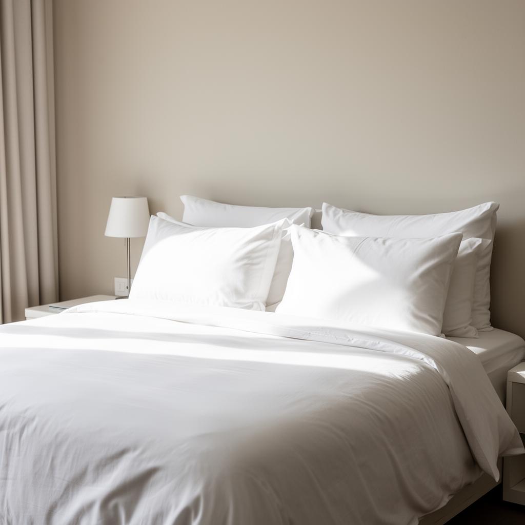 Hotel-grade white bedding professionally staged